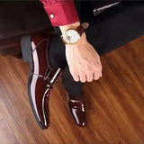 Yeknu  Luxury Business Shoes Men Breathable Patent  Formal Shoes Plus Size Man Office Wedding Flats Male Black