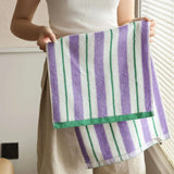 Yeknu  Retro Striped Pure Towels Soft Kindly-Skin Face Towel Bathroom Absorbent Face Adult Household Towels