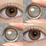 Yeknu  2PCS New Colorcon Contacts Lenses with Myopia Blue Large Diameter Brown Natural Eye Beauty Lens Circular lens Big Eye