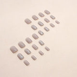 Yeknu  24 PCs Short French Minimalist Flash Nails with 1 Jelly Gel and 1 Nail File