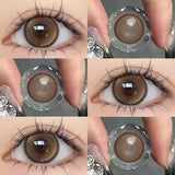 Yeknu  2PCS Myopia Eye Brown Lenses Contact Lenses for Eye Natural Brown Pupils Beauty Cosmetic Contacts Color Lenses Yearly