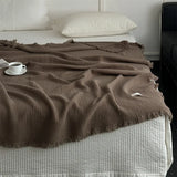 Yeknu  1pc Blanket 100% Cotton Sofa Towel Tassels Bed Linen Solid Color Shawl manta Skin-friendly Plaid Home Blankets
