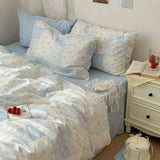 Yeknu  3pcs  Blue Duvet Cover Set (1*Duvet Cover + 2*Pillowcase, Without Core), Blue Bedding Set, Soft Comfortable