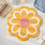 Yeknu  Cute Round Flower Tufting Rug Carpet Soft Plush Tuftted Feet Paid Carpet  Bathroom Anti-slip Doormat Sofa Bedside Rugs