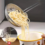 Yeknu  Stainless Steel Colander with Wooden Handle - Fine Mesh Skimmer Spoon for Cooking, Food Prep  Grease Filtering for Pasta Noodles