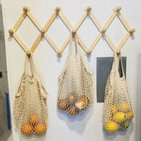 Yeknu  Handheld foldable shopping Cotton mesh bag , reusable fruit mesh bag, Woven mesh pocket hollowed out kitchen storage