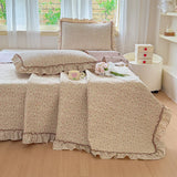 Yeknu  Towel Embroidery Washed Cotton Bedding Sets Ultra Soft Skin-Friendly Cotton Bed Sheet Set Cartoon Bedclothes for King Queen Size