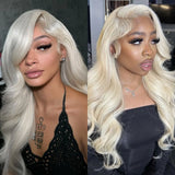 Yeknu  Long Wavy White Blonde Hair Synthetic Lace Front Wig for Women Natural Loose Curly Platinum Blonde 13X4 Frontal Wigs for Women