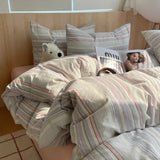 Yeknu  Nordic Sling Cotton Pink Stripes Duvet Cover 150x200 Size Girl's Room Housse De Couette Skin Friendly Breathable Comforter Sets