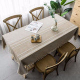 Yeknu  Irregular Solid Decorative Linen Tablecloth With Tassel Dustproof Thicken Rectangular Wedding Dining Table Cover Tea Table Cloth