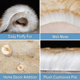 Yeknu  White Faux Fur Sheepskin Rug, 4x6 Feet, Soft Fluffy Area Rug for Bedroom, Living Room, Nursery with Brown Tips