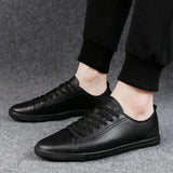 Yeknu  British Style Men Summer Casual Leather Shoe Classic Hollow Out Sneakers Outdoor Flat All-Match Walking Shoe Non-slip Board Shoe
