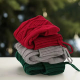 Yeknu  Large Size Christmas Stockings 18 Inches Length Hanging Loop Design Hanging Stockings Cable Knitted Texture