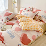 Yeknu Bedding Set 100% Cotton Bed Linen Set Floral Style Bedclothes Skin-friendly Bedsheet Set for Home Duvet Cover Set