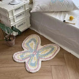 Yeknu  Tufting Butterfly Bathroom Mat Living Room Carpet Bathmat Bedside Rug Soft Bedroom Floor Pad Aesthetic Home Decor 60x60cm
