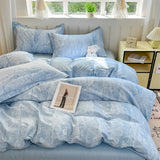 Yeknu  New 100 Cotton with Bed Cover Jet Small Fresh Blue Duvet Cover Skin Friendly Breathable Bedding AB Version Double-sided Use