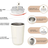 Yeknu  1PCS Tumbler Thermos Cup Milky White Coffee Mug Car Insulated Water Bottle Travel Stainless Steel Vacuum Flasks Drinking Kettle