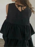 Yeknu  Summer Sleeveless Vests Tops Women Ruffle Patchwork Fashion Pleated Ladies Blouses Korean Style Loose Sweet Woman A-Line Tops