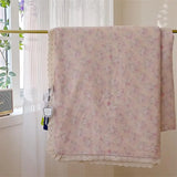 Yeknu  100%Cotton Double-layer Yarn Lace Edge Fluffy Ultra-Soft Quilt for Kids Twin Queen Single Summer Quilt Flat Sheet Pillowcases