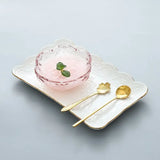 Yeknu  Ice powder bowl creative Japanese bird's nest dessert sugar water white fungus soup tray Phnom Penh cherry blossom glass bowl1Pc