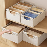 Yeknu  Foldable Fabric Storage Bin Stackable Thicken Clothes Storage Box Wood Handle Washable Closet Storage Container Drawers