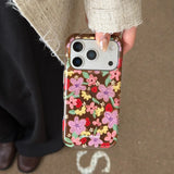 Yeknu  Retro Brown Texture Line Flowers Smudging Color Contrast Oil Painting Phone Cover Case for iPhone 14 15 16 17 Pro Max Air 13
