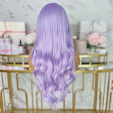 Yeknu  Light Purple Body Wave Synthetic Wig Middle Part Long Wavy Natural Hair Lavender Colored 13X4 Lace Front Wigs for Women Party