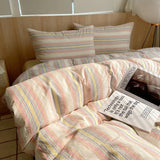 Yeknu  Nordic sling Cotton Pink Stripes Duvet Cover 150x200 Size Girl's Room housse Skin friendly Breathable Comforter Sets