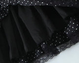 Yeknu  New Fashion Women's Mini Dress Black Polka Dot Lace Bowknot Suspender Dress