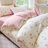 Yeknu  Class A super soft jacquard cloud yarn cotton four-piece set, bed sheet, bed hat, quilt cover, student dormitory bed