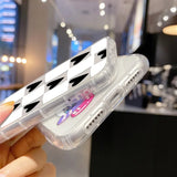 Yeknu  Black White Grid Case For iPhone 11 Case iPhone 11 12 13 14 Pro Max X XS XR 6 6S 7 8 Plus SE 2020 2022 Clear Soft TPU Back Cover
