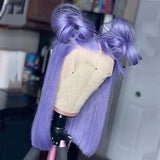 Yeknu  Lace Front Wig Purple Straight Wigs for Women Girls Heat Resistant Synthetic Hair Wig Short Bob Wig Daily Use Cosplay Wig