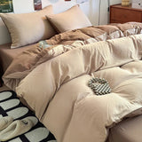Yeknu  New Duvet Cover Super Soft Pure Color Wash Quilt Cover 4-piece Bedding Set 3-piece Dormitory 180x220 200x230 Skin-friendly