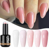Yeknu  15ml Nude Pink Quick Construction Gel Jelly Color Semi Transparent Gel Nail Polish Rubber Base Soak Off UV LED Gel