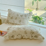 Yeknu  New Skin-Friendly Washed Cotton Lace Single Pillowcase Household Pair Single Pillowcase No Pillow Filler