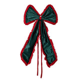 Yeknu  Ruffle Large Velvet Christmas Bow Soft Draping Long Streamers Tree Bow with Long Tails Velvet Elegance Xmas Vibe Decor Bow