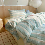 Yeknu  Nordic sling Cotton Pink Stripes Duvet Cover 150x200 Size Girl's Room housse Skin friendly Breathable Comforter Sets