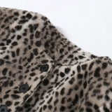 Yeknu  Autumn Winter Chic Leopard Print Crop Jacket Women Modern O-neck Single Breasted Full Sleeve Coat Female Outwears New