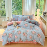 Yeknu  Small Fresh Milk Falai Plush Single Item Quilt Cover Printed Plaid Thickened Warm Duvet Cover 180x220 200x230 220x240