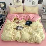 Yeknu  new class A can sleep naked washed cotton solid color sheets student dormitory simple double-spell four-piece bedding