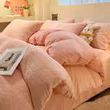 Yeknu  Towel Embroidery Washed Cotton Bedding Sets Ultra Soft Skin-Friendly Cotton Bed Sheet Set Cartoon Bedclothes for King Queen Size