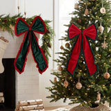 Yeknu  Ruffle Large Velvet Christmas Bow Soft Draping Long Streamers Tree Bow with Long Tails Velvet Elegance Xmas Vibe Decor Bow