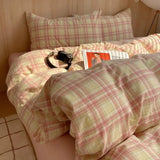 Yeknu  Single Double Exquisite Stripe 1Duvet cover+2Pillowcases 100%Cotton Experience Hotel-Like Comfort with Unparalleled Softness