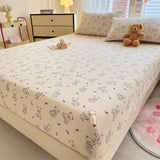 Yeknu Elastic Fitted Sheet Floral Style Bedsheet Soft Bed Cover Home Bed Linen Sheets drap de lit (Pillowcase Need Order)