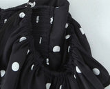 Yeknu  Retro Black And White Polka Dot Tube Top Dress