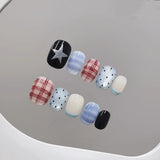Yeknu  10pcs Handmade Press on Nails Sweet Cool y2k Short Cute Fake Nail Tips Wearable Reusable Ins Simple Korean Style False Nails
