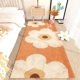 Yeknu  French-Style Fresh and Delicate Rug Home Bedroom Short Pile Rectangular Bedside Rug Stain-Resistant Cream-Colored Rug