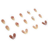 Yeknu  24pcs Bow Press on Nail Heart-shaped Diamond Artificial Fake Nails Seamless Removable False Nail