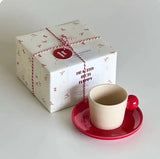 Yeknu Cute Cherry Ceramic Mug, Small Niche Design, Water Cup with Gift Box, Household Drinking Set, Kitchen,Dining and Bar