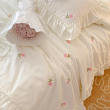 Yeknu  3pcs Rose embroidery Lace Quilt, pillowcase Single Double Summer Air Conditioning Throw Blanket Nap Blanket Thin Quilt
